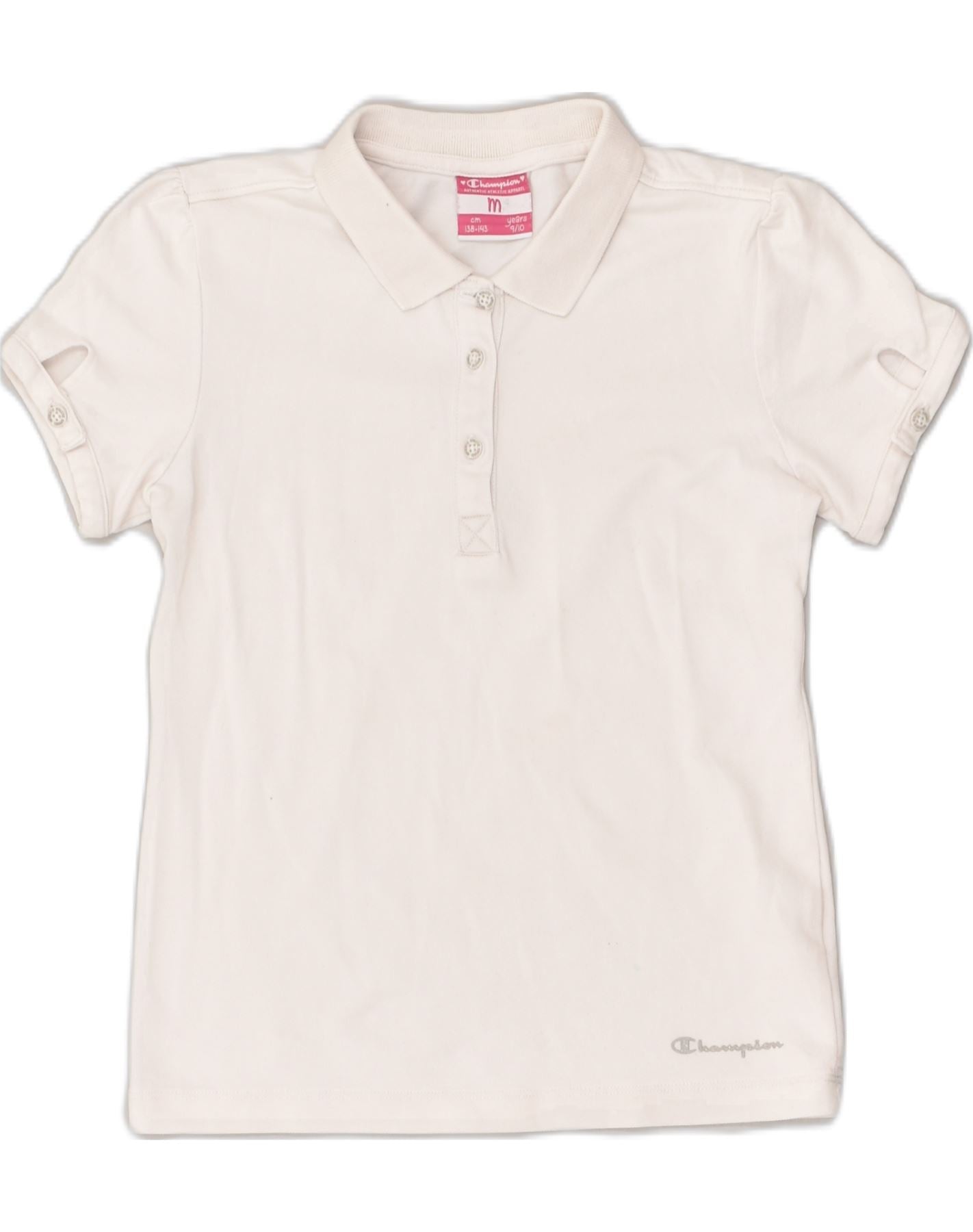 image of CHAMPION Girls Polo Shirt 9-10 Years Medium Beige Cotton