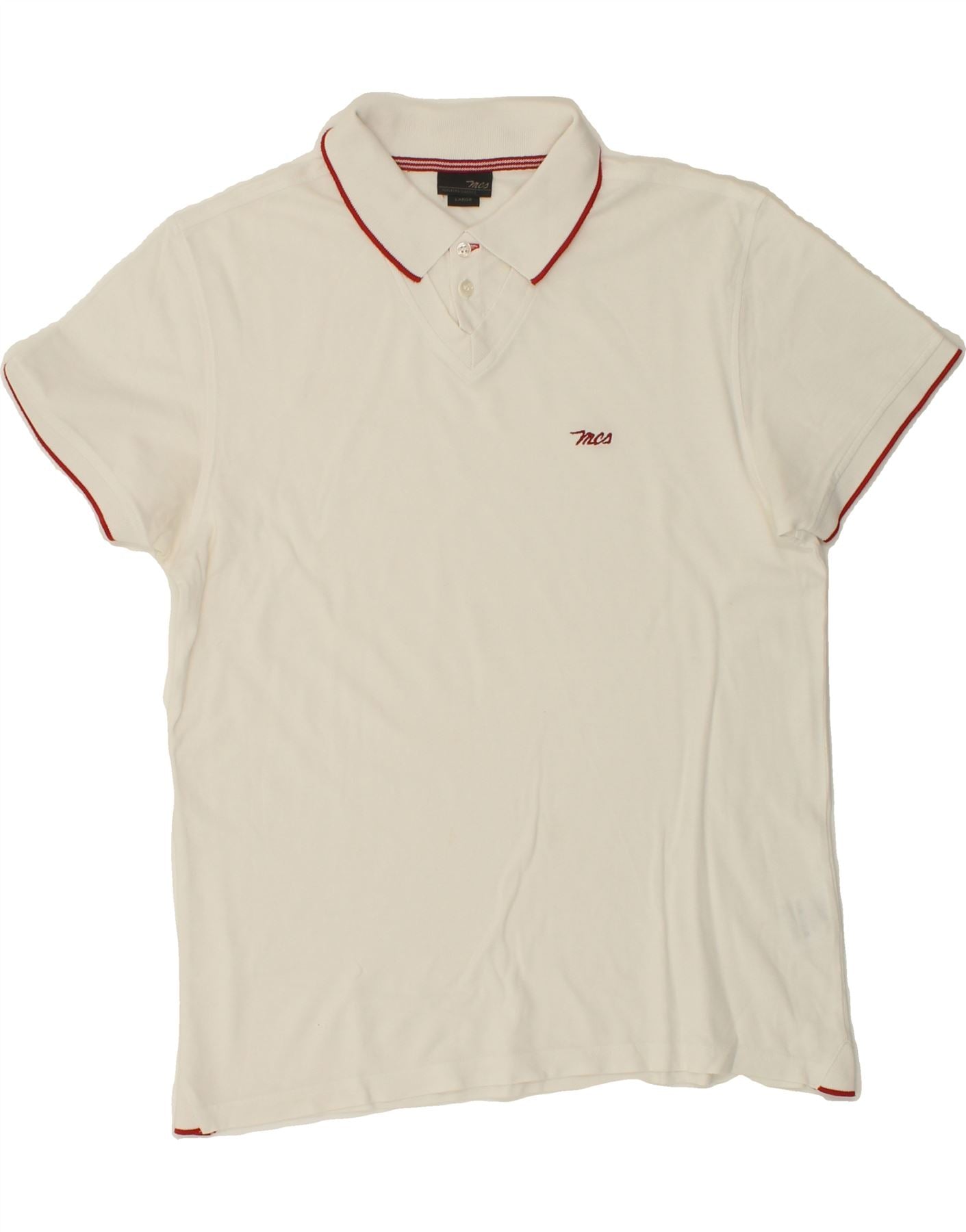 Image of MARLBORO CLASSICS Mens Polo Shirt Large White Cotton