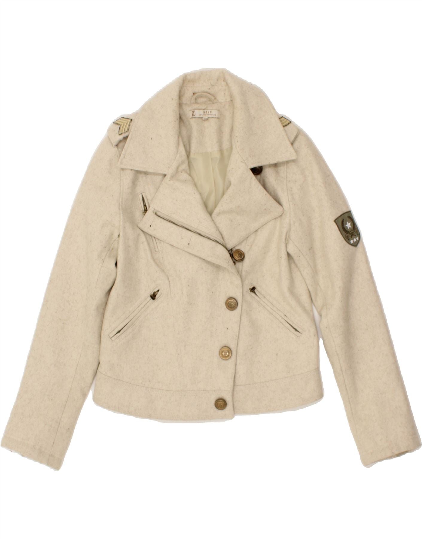 image of VINTAGE Womens Bomber Jacket IT 40 Small Beige