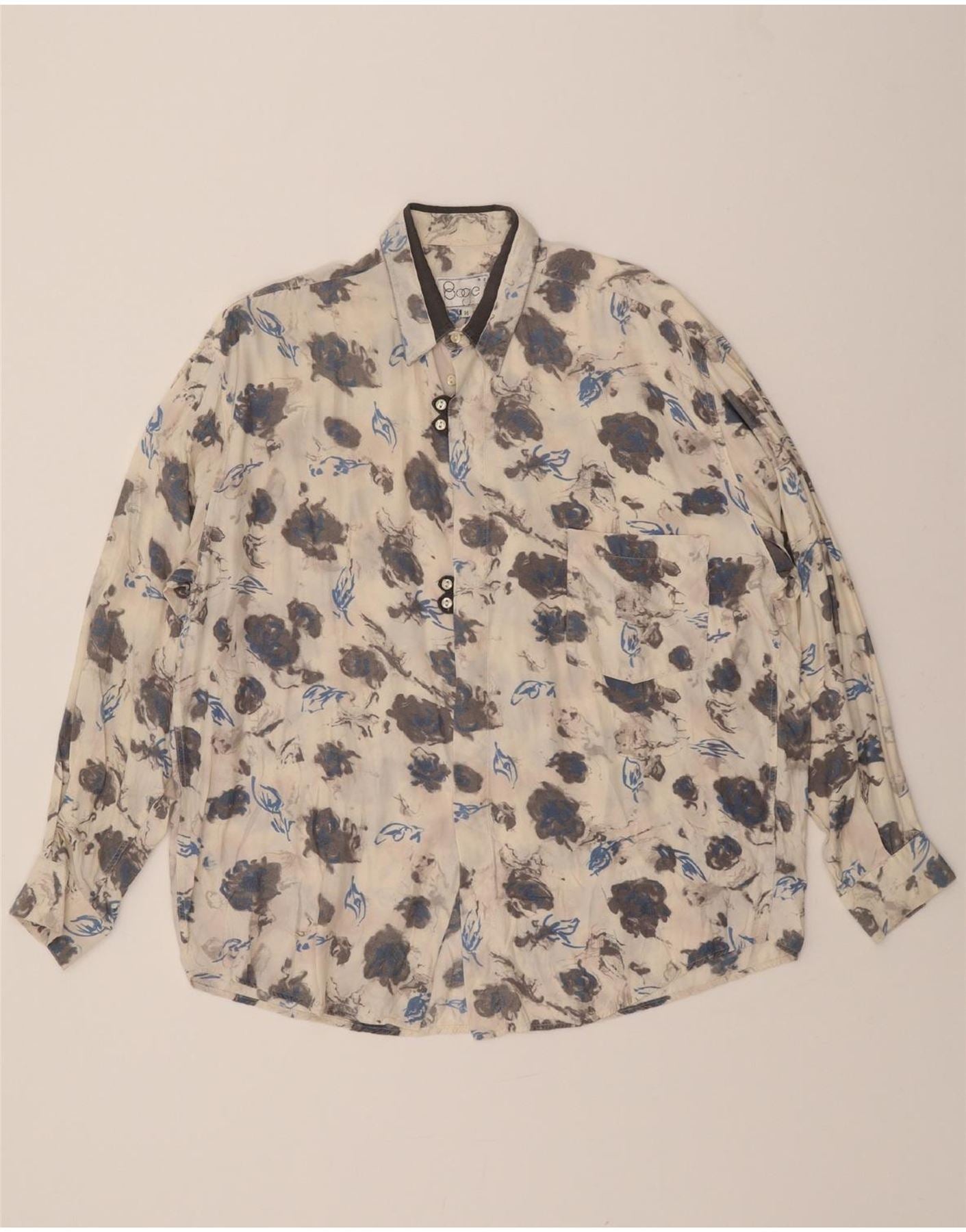 image of BOOGIE Mens Shirt Medium Off White Floral