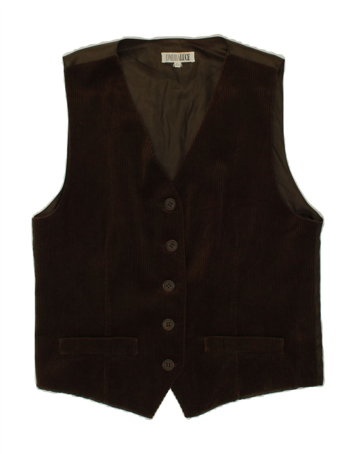 image of OMBRALUCE Womens Corduroy Waistcoat IT 44 Medium Brown