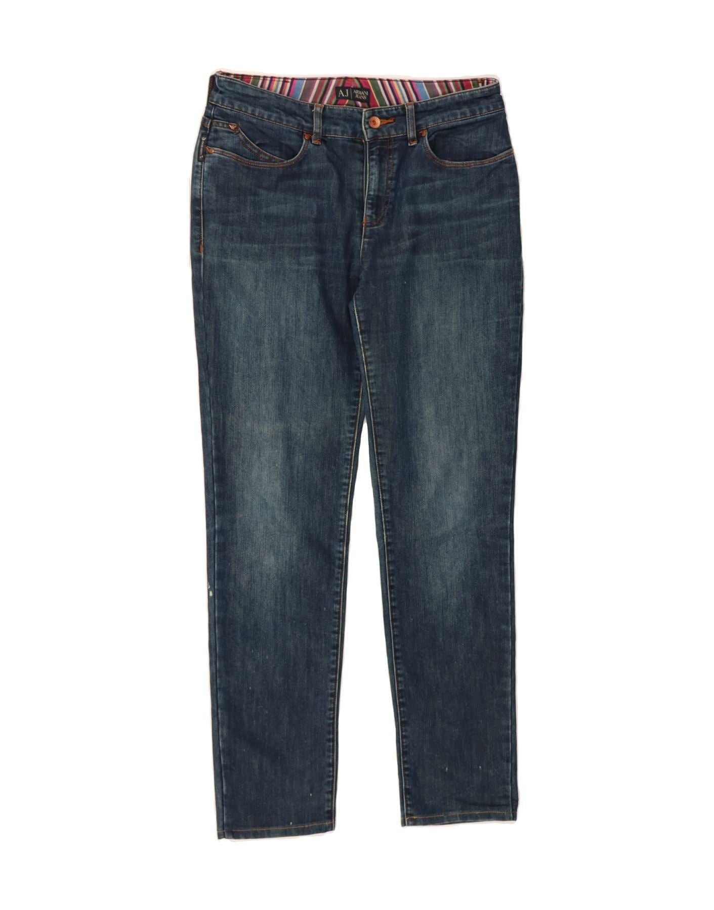 image of ARMANI Womens Slim Jeans W29 L30 Blue Cotton