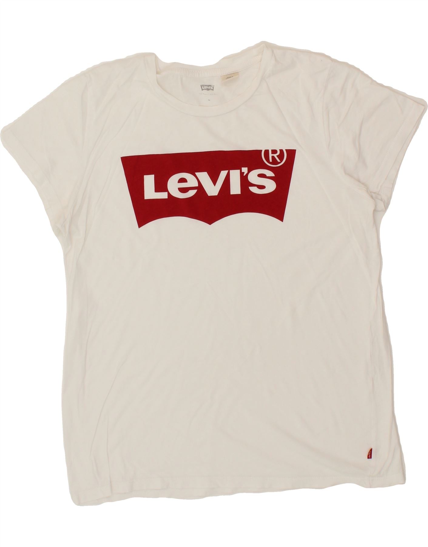 image of LEVI'S Womens Graphic T-Shirt Top UK 14 Medium White