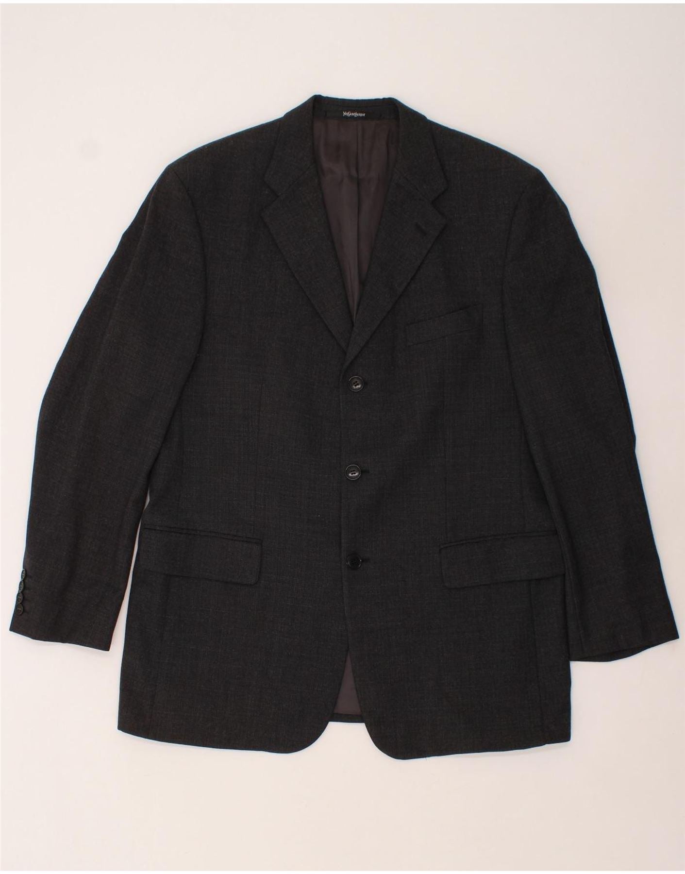 Image of YVES SAINT LAURENT Mens 3 Button Blazer Jacket IT 52 XL Grey Wool