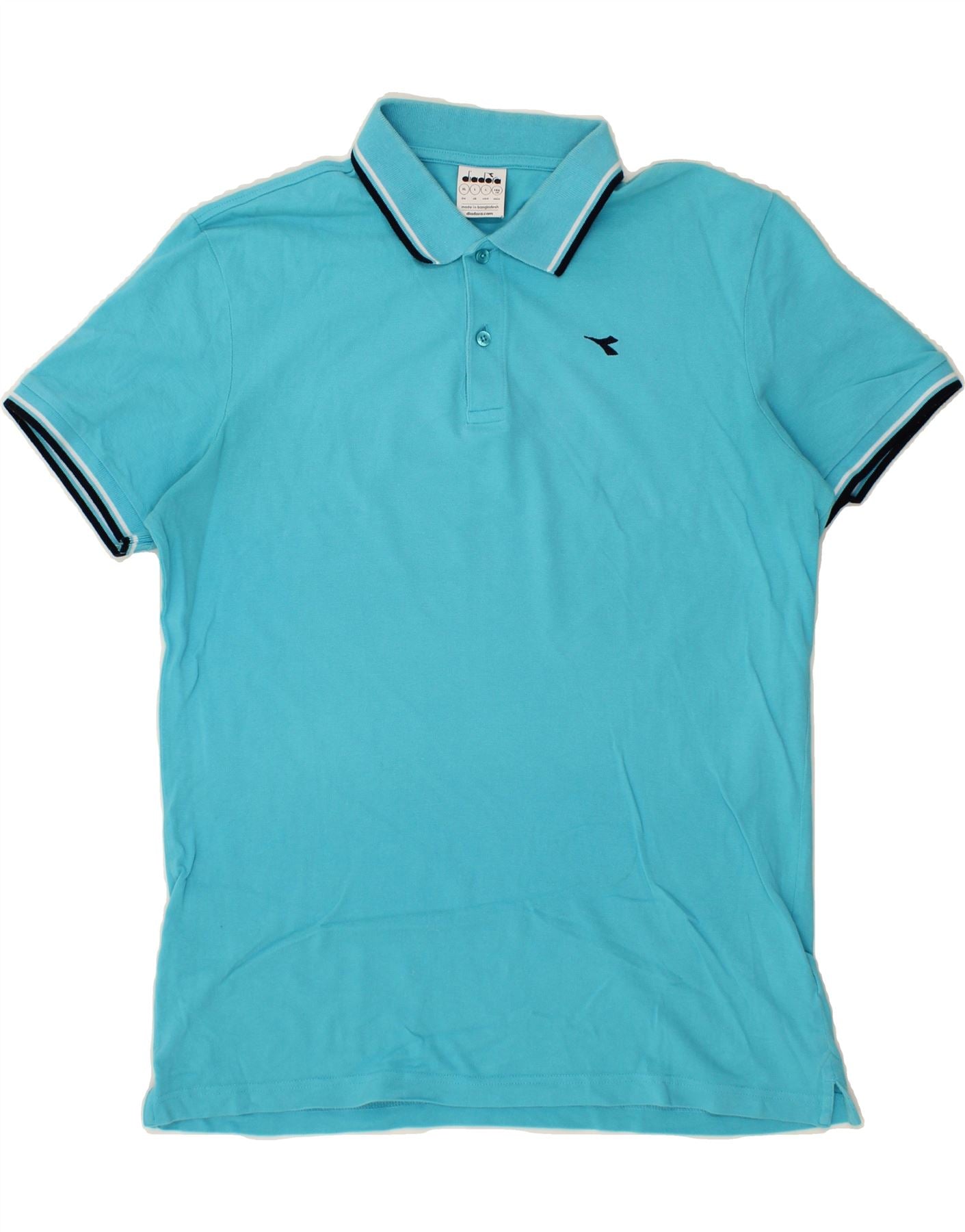 image of DIADORA Mens Polo Shirt Large Turquoise Cotton