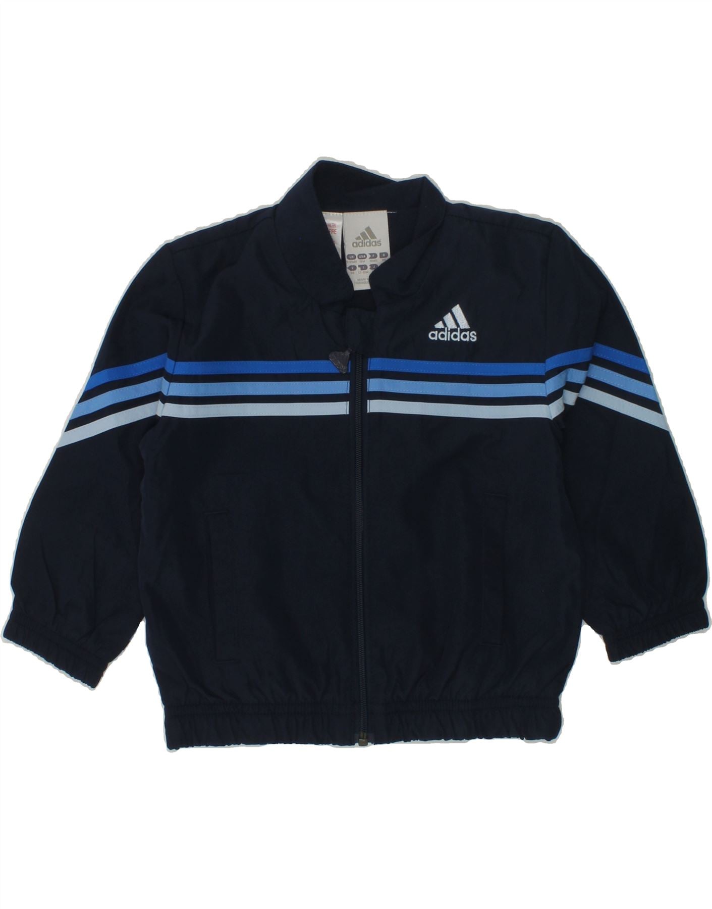 ADIDAS Baby Boys Tracksuit Top Jacket 9-12 Months Navy Blue Polyester