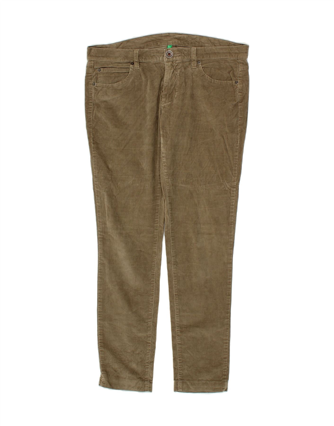 Image of BENETTON Womens Skinny Corduroy Trousers W34 L29 Green Cotton