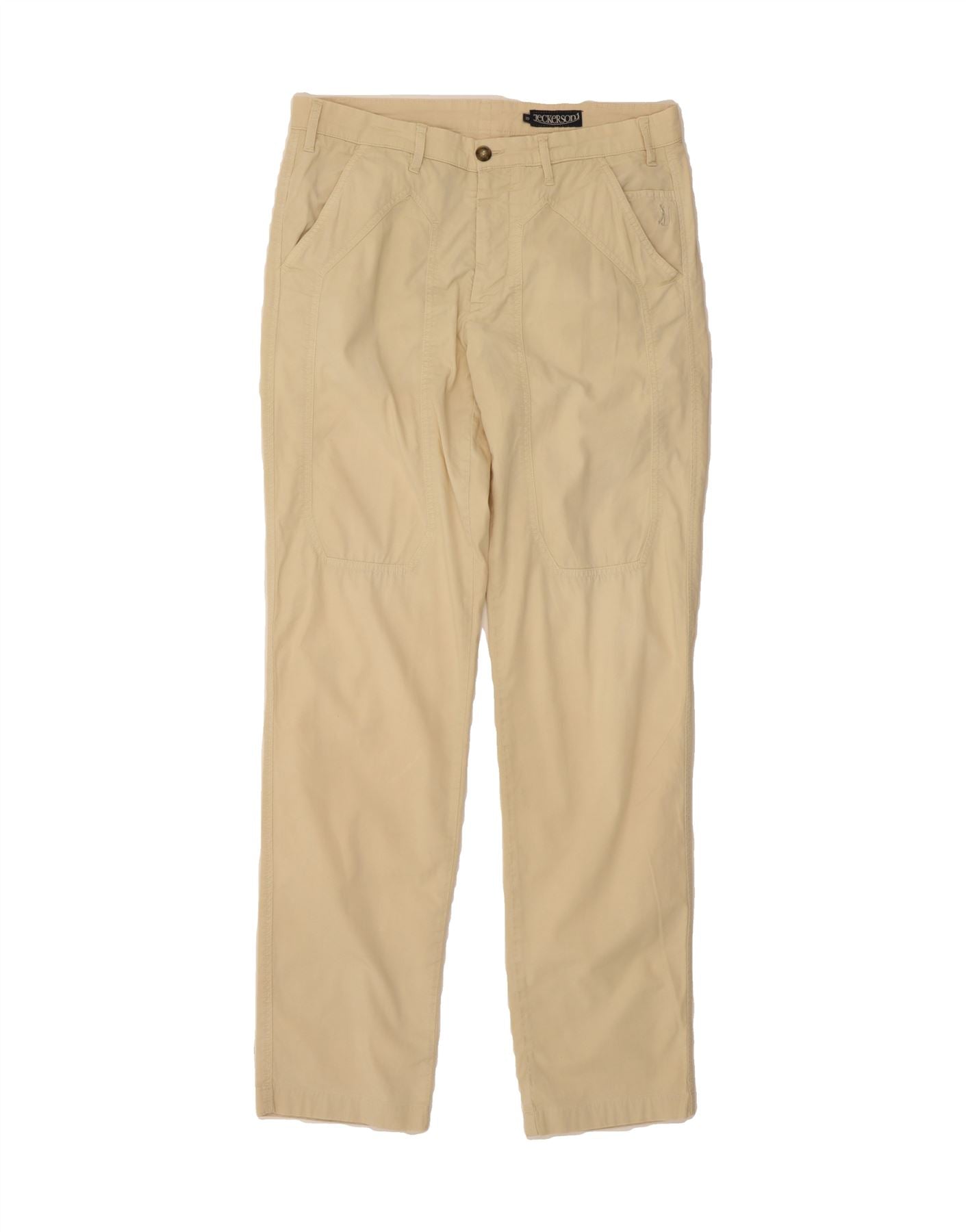 image of JECKERSON Mens Straight Chino Trousers W33 L33 Beige Cotton