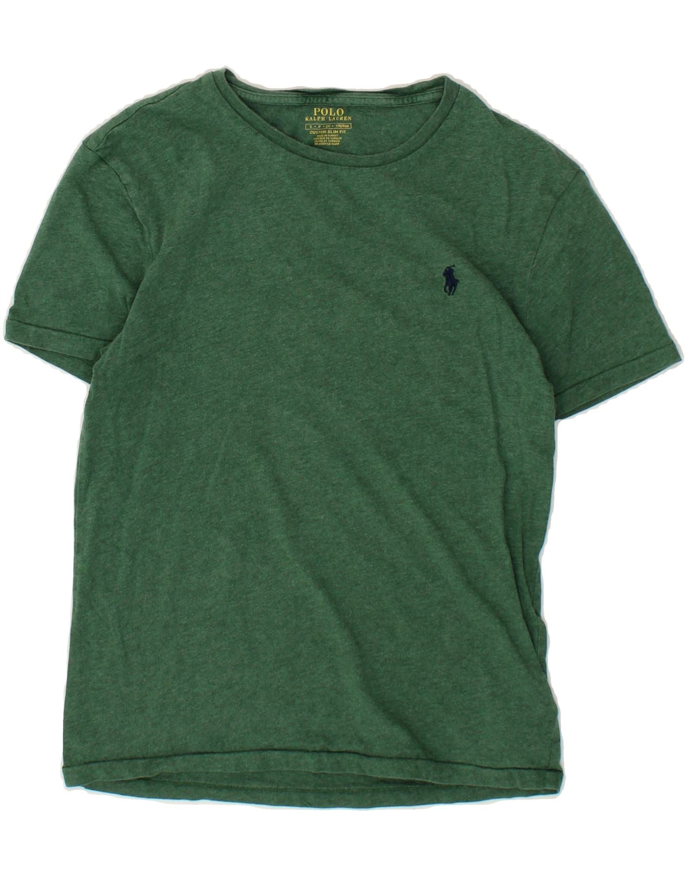 Image of POLO RALPH LAUREN Mens Custom Slim Fit T-Shirt Top Small Green Cotton