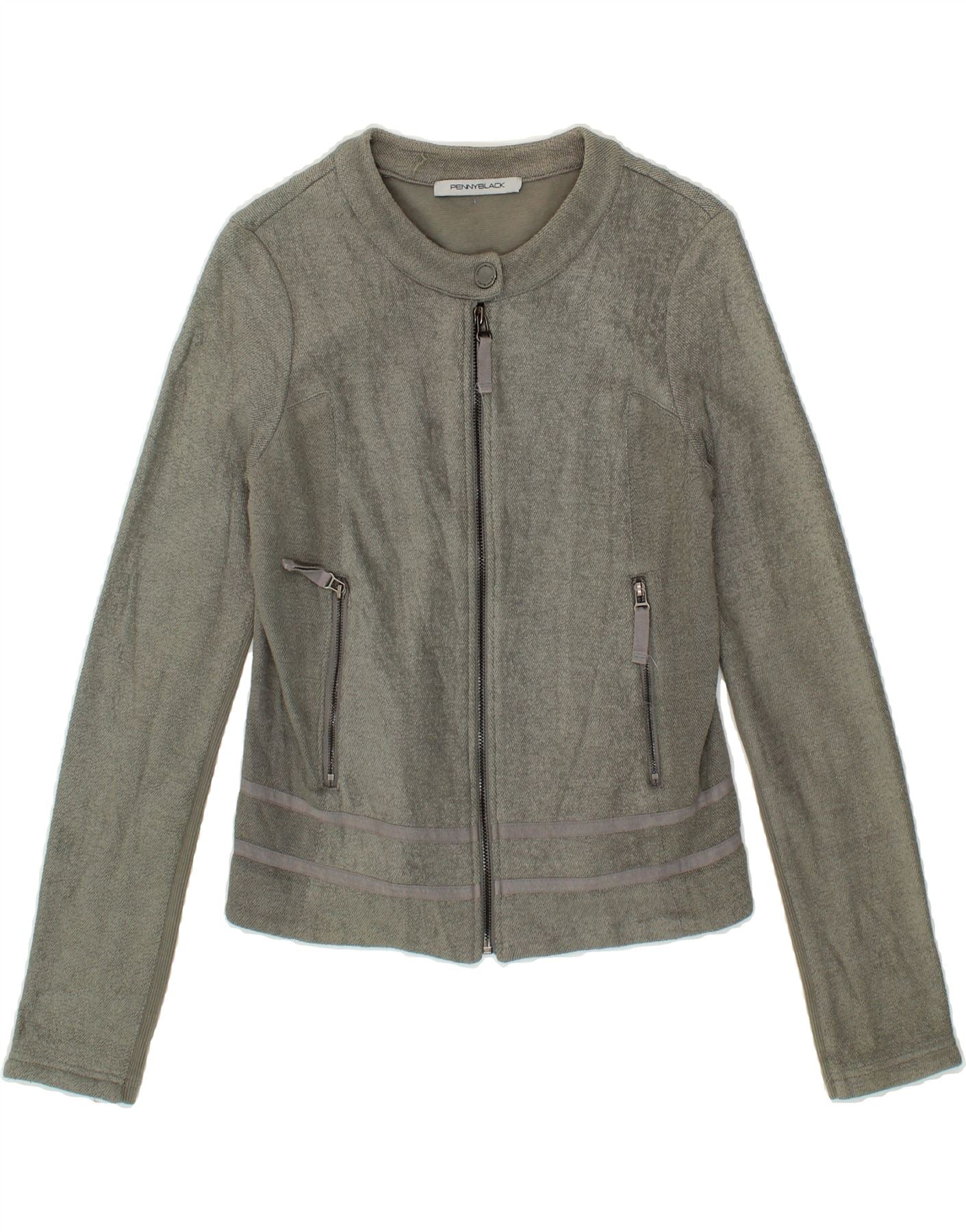 image of PENNY BLACK Womens Blazer Jacket UK 8 Small Grey Cotton