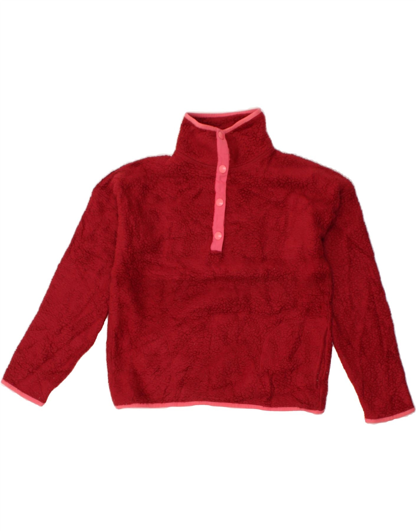 Image of J. CREW Womens Button Neck Fleece Jumper UK 6 XS Red Polyester