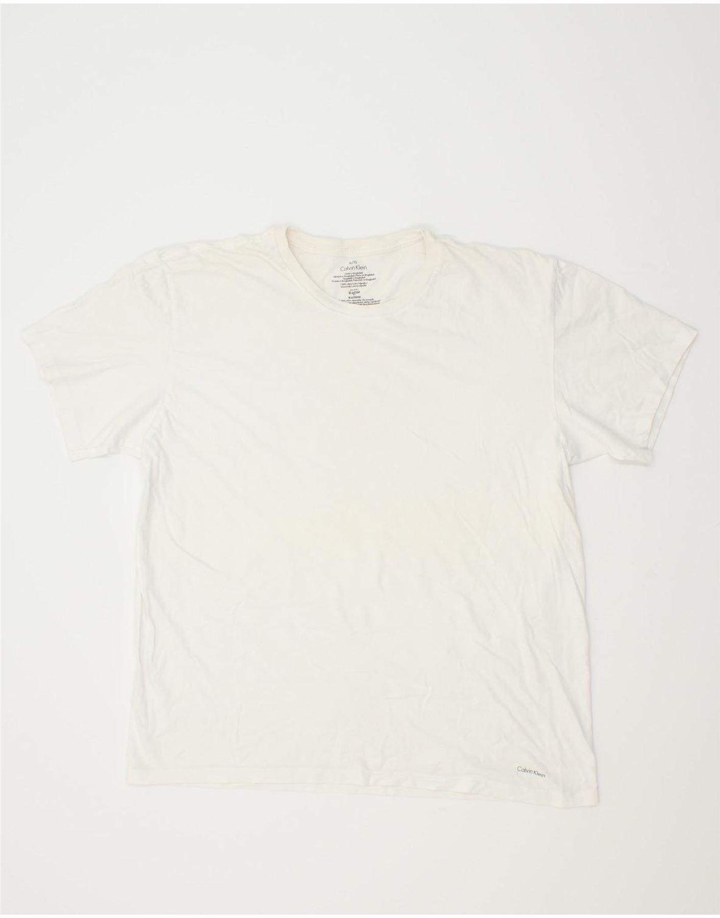 Image of CALVIN KLEIN Mens Tall T-Shirt Top XL White Cotton