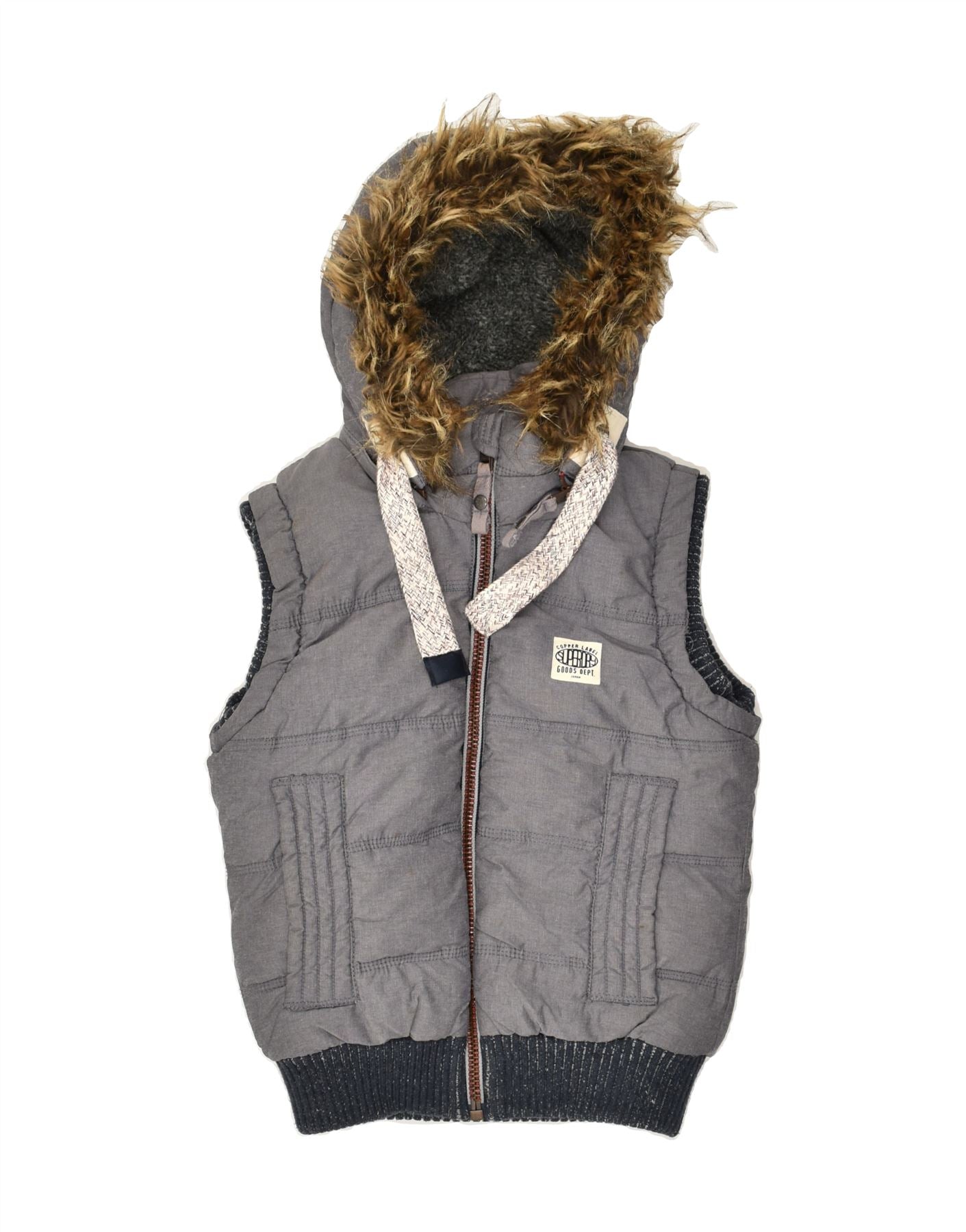 image of SUPERDRY Womens Hooded Padded Gilet UK 2 2XS Grey Nylon