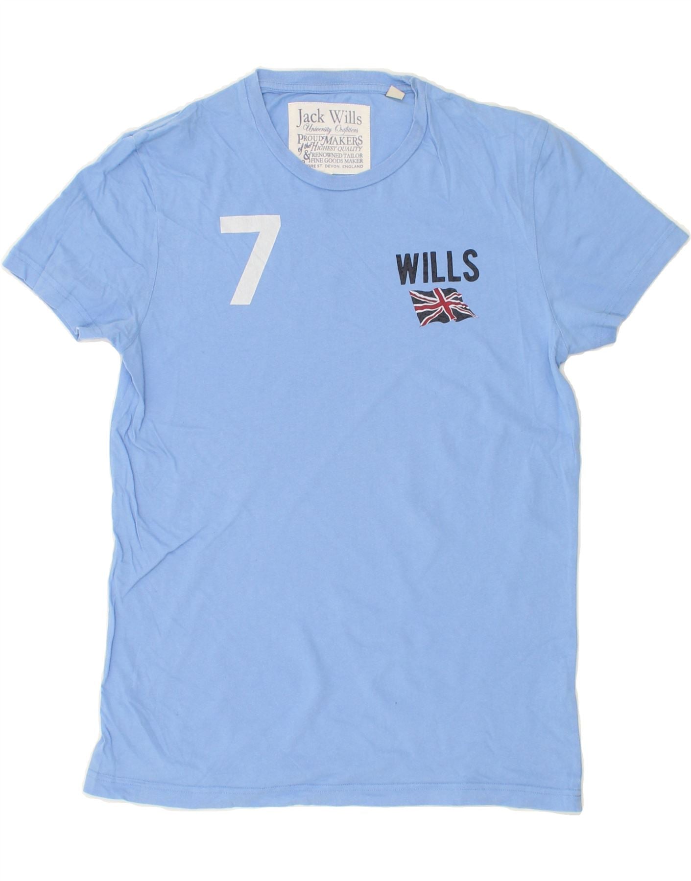 image of JACK WILLS Mens Graphic T-Shirt Top XS Blue Cotton