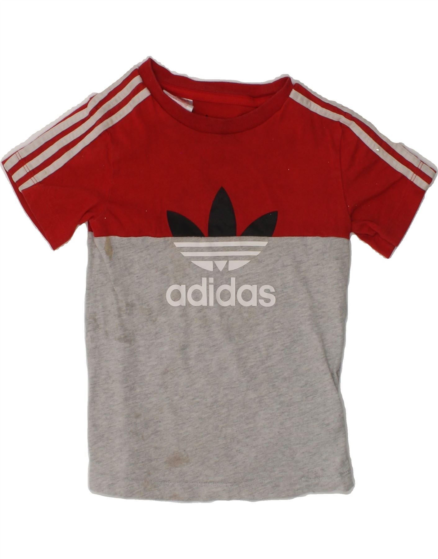 ADIDAS Baby Boys Graphic T-Shirt Top 18-24 Months Grey Colourblock Cotton