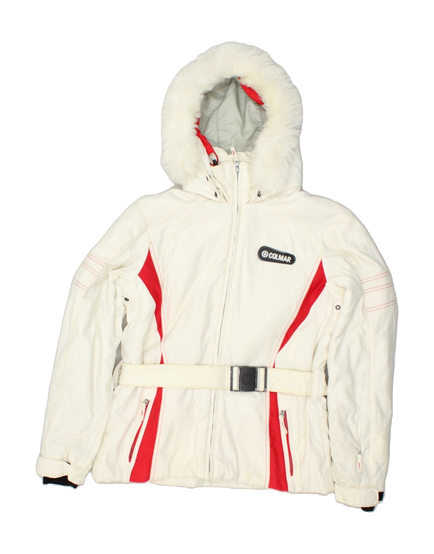 image of COLMAR Womens Hooded Ski Jacket IT 42 Medium White