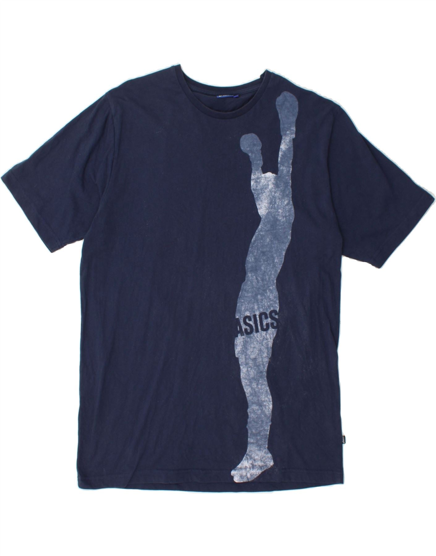 image of ASICS Womens Graphic T-Shirt Top UK 18 XL Navy Blue Cotton