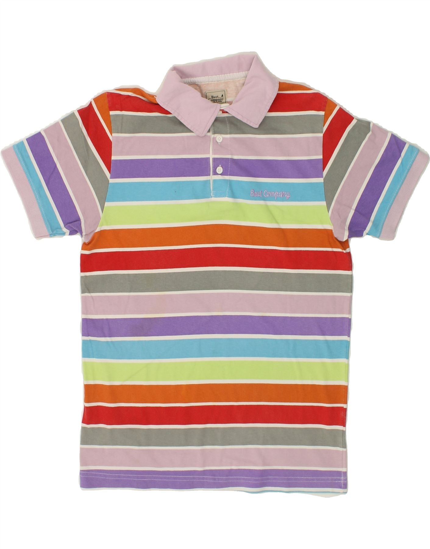 Image of BEST COMPANY Mens Polo Shirt Small Multicoloured Striped Cotton