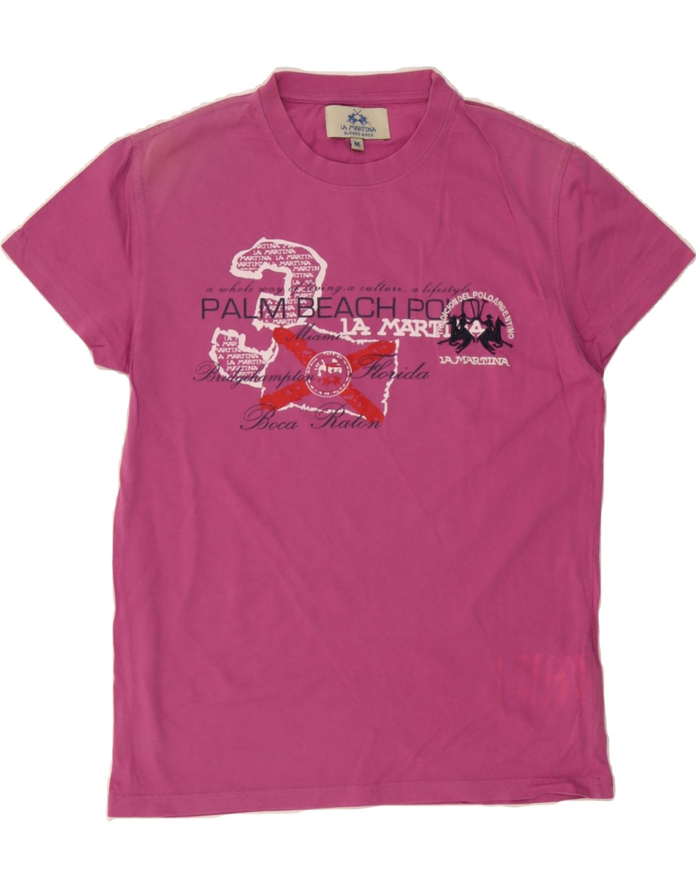 image of LA MARTINA Womens Graphic T-Shirt Top UK 12 Medium Pink