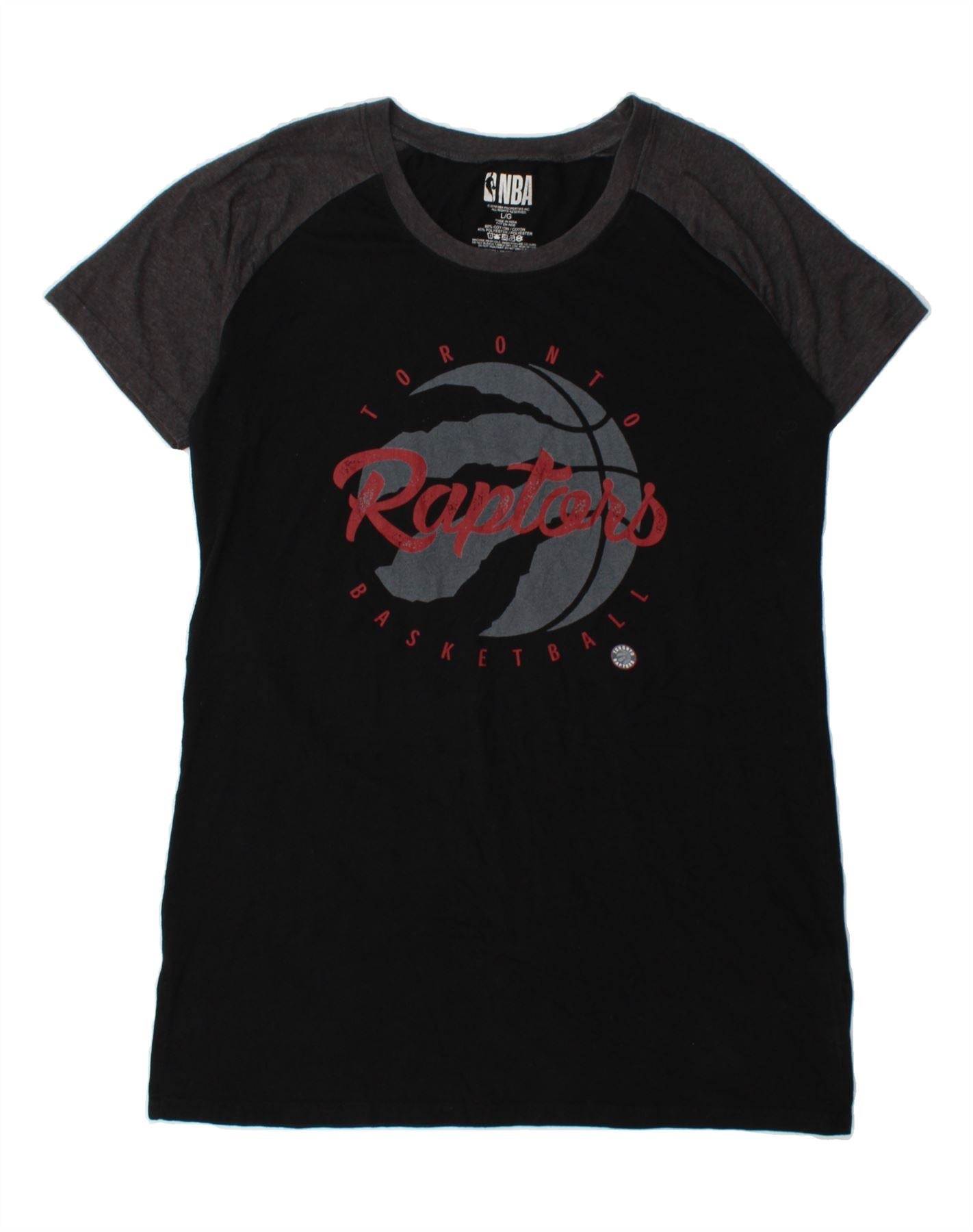 image of NBA Mens Raptors Graphic T-Shirt Top Large Black Colourblock Cotton