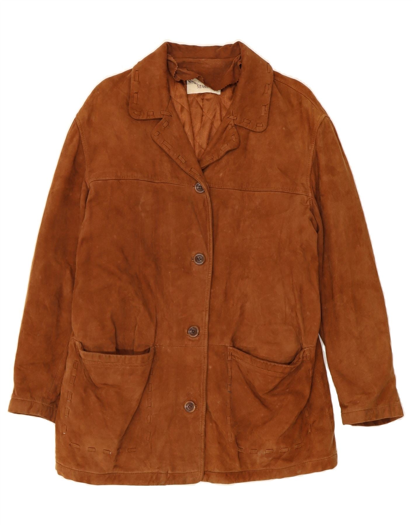 image of MABRUN Womens Suede Jacket IT 44 Medium Brown Leather