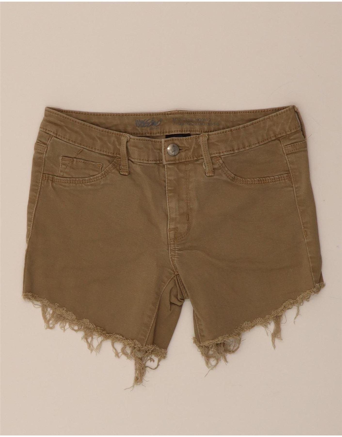 image of MOSSIMO Womens Mid Rise Denim Shorts US 4 Small W27  Brown Cotton