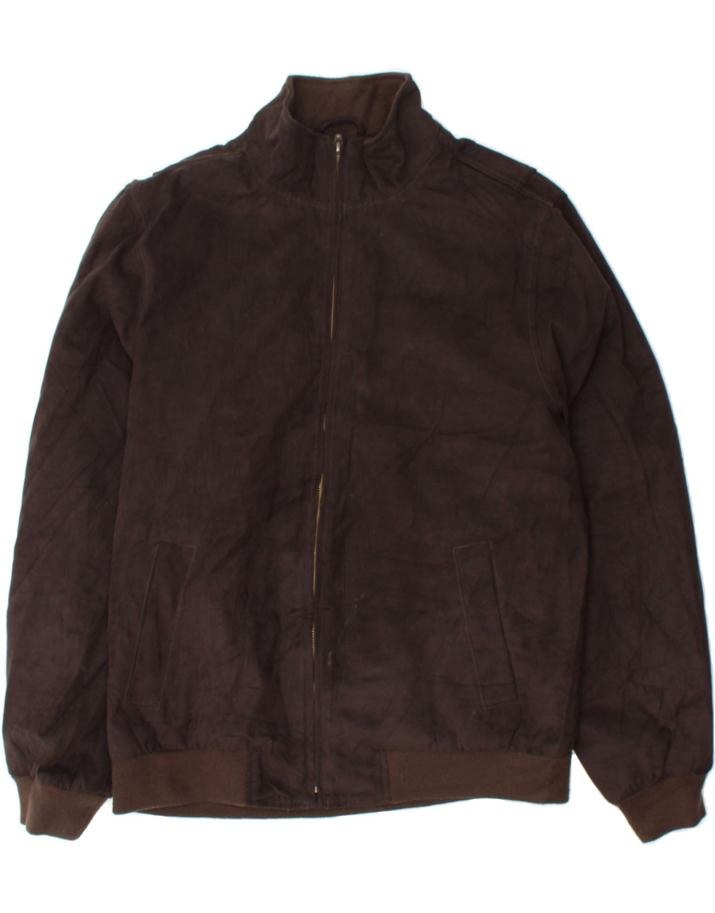 image of L.L.BEAN Mens Suede Bomber Jacket UK 36 Small Brown Polyester