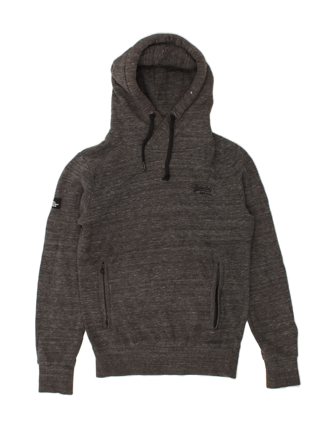 image of SUPERDRY Mens Hoodie Jumper Small Grey Cotton