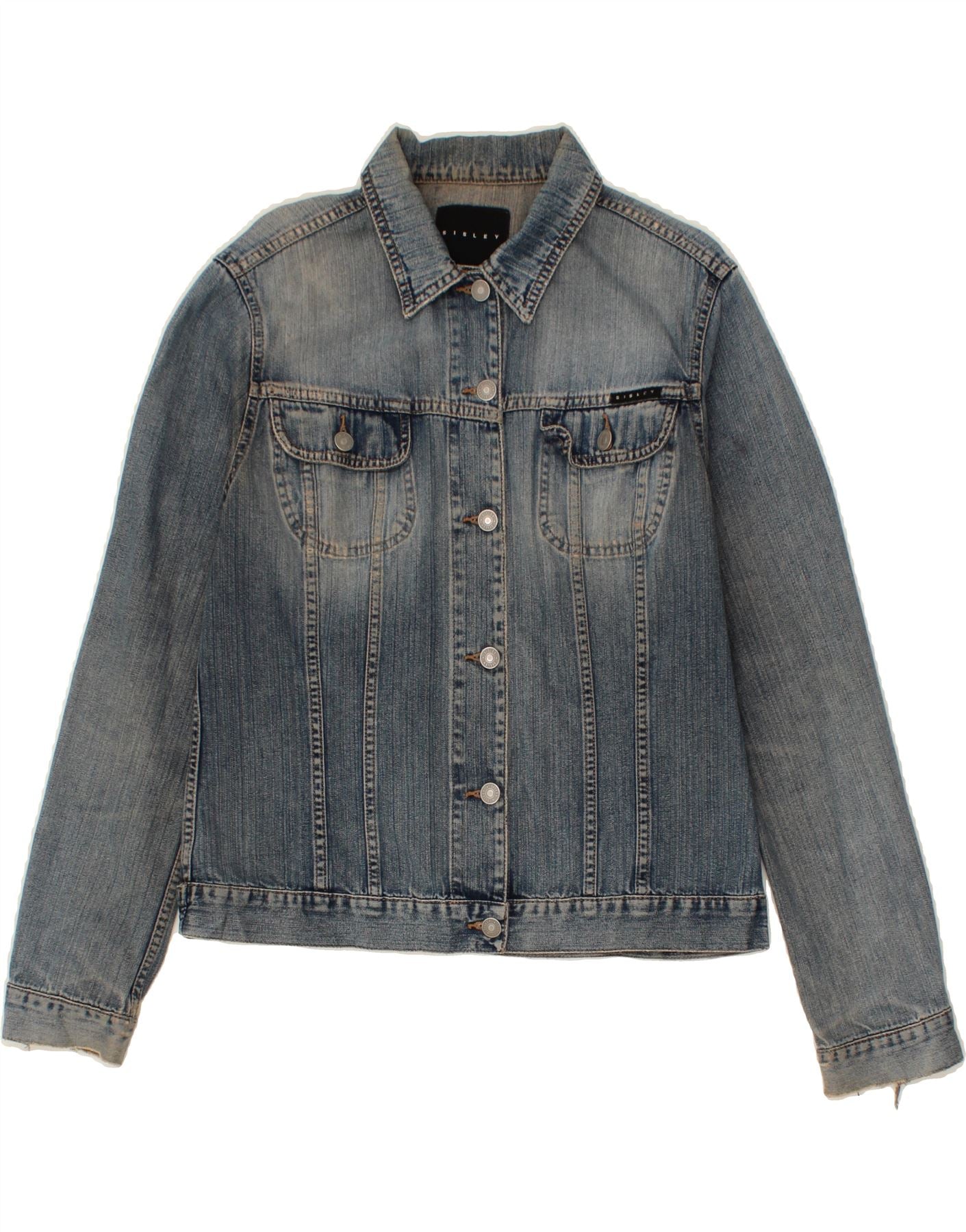 image of SISLEY Womens Denim Jacket UK 14 Medium Blue