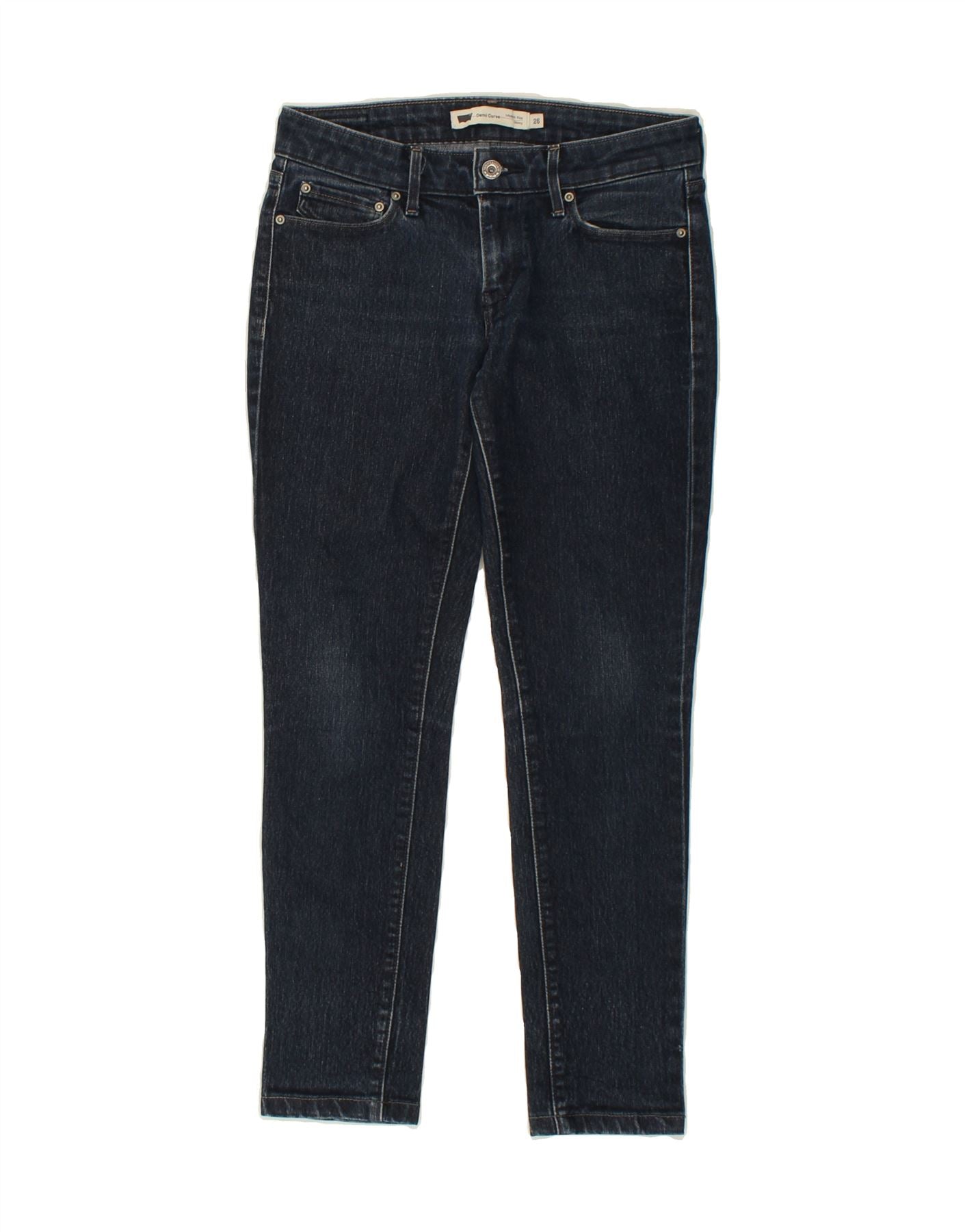 image of LEVI'S Womens Demi Curve Mid Rise Skinny Jeans W26 L27  Navy Blue Cotton
