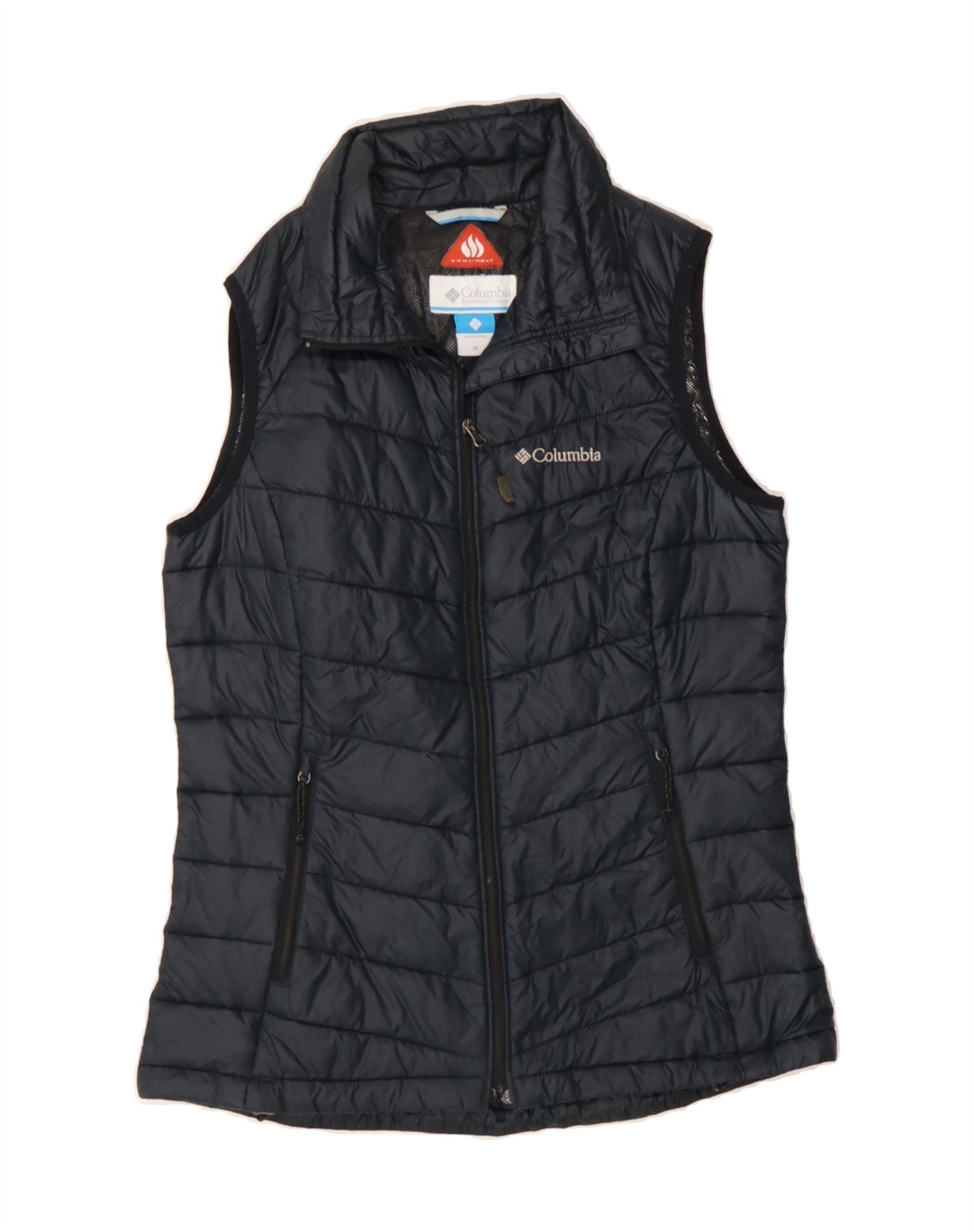 image of COLUMBIA Womens Omni-Heat Loose Fit Padded Gilet UK 6 XS Navy Blue Nylon