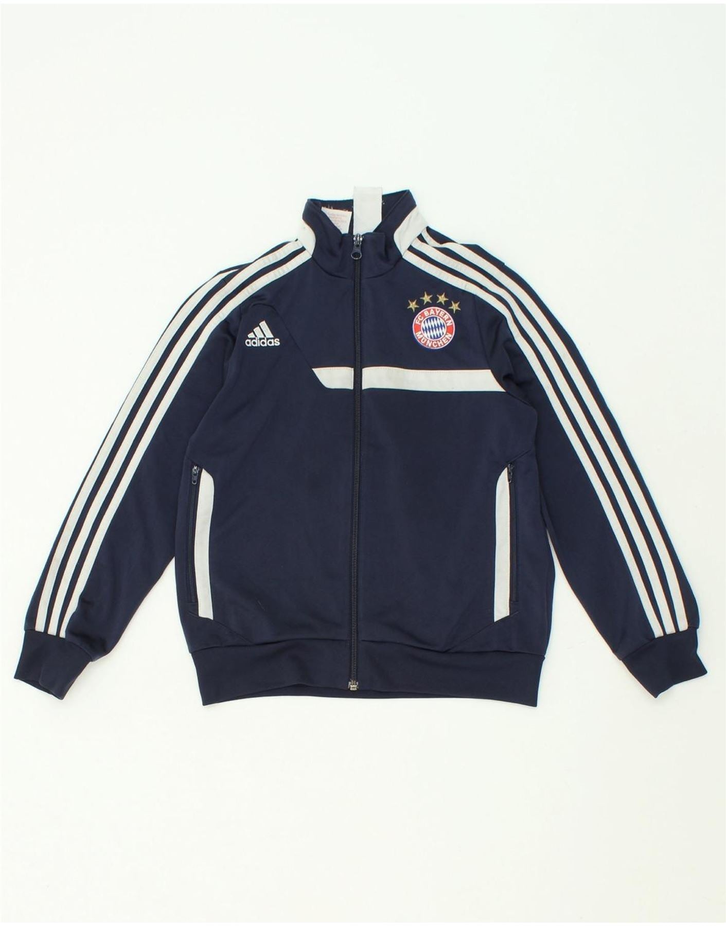 ADIDAS Boys FC Bayern Munchen Tracksuit Top Jacket 9-10 Years Navy Blue