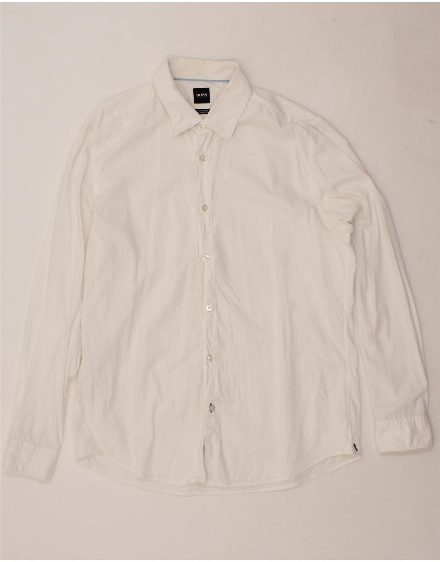 Image of HUGO BOSS Mens Regular Fit Shirt Large White Cotton