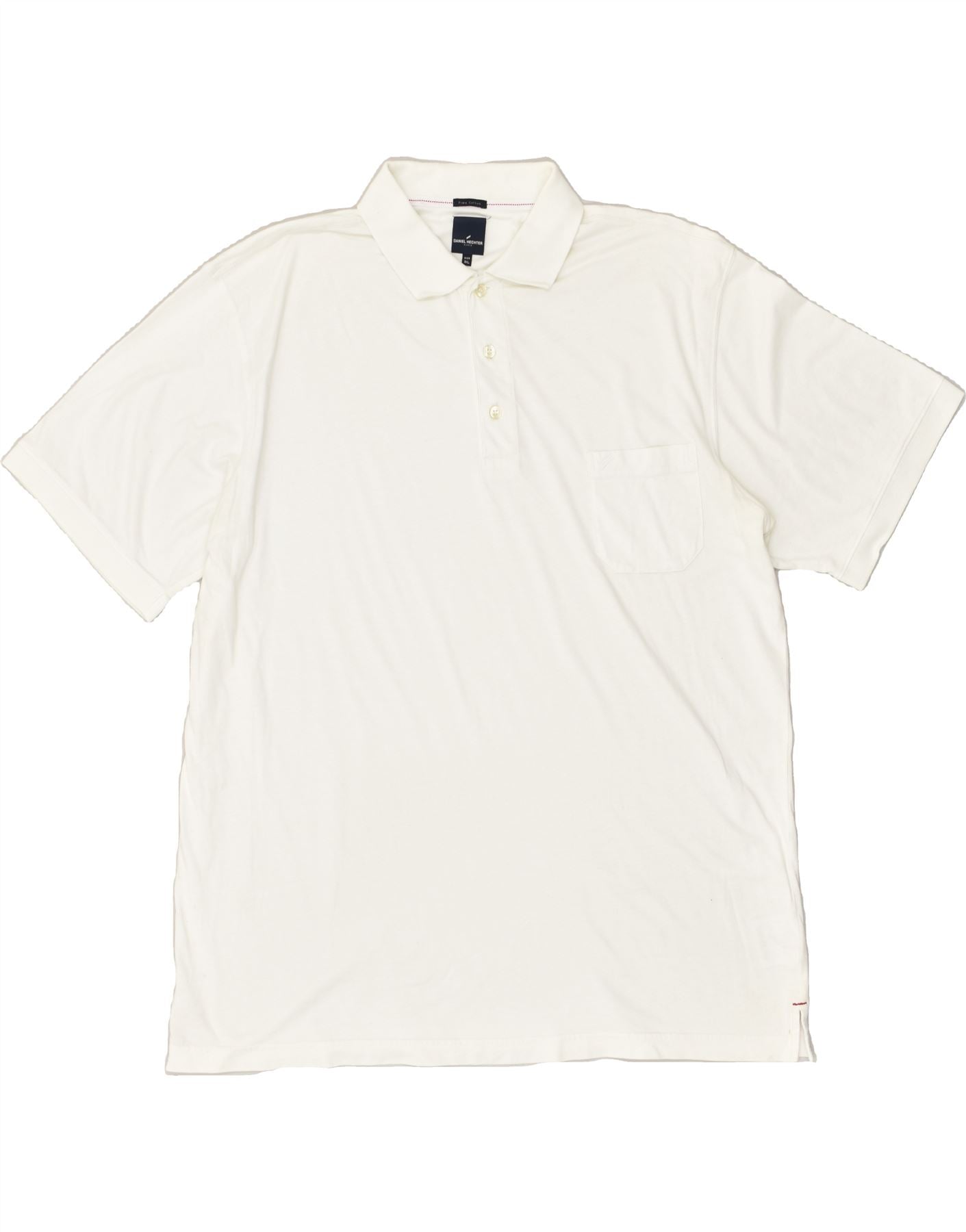 image of DANIEL HECHTER Mens Polo Shirt 3XL White Cotton