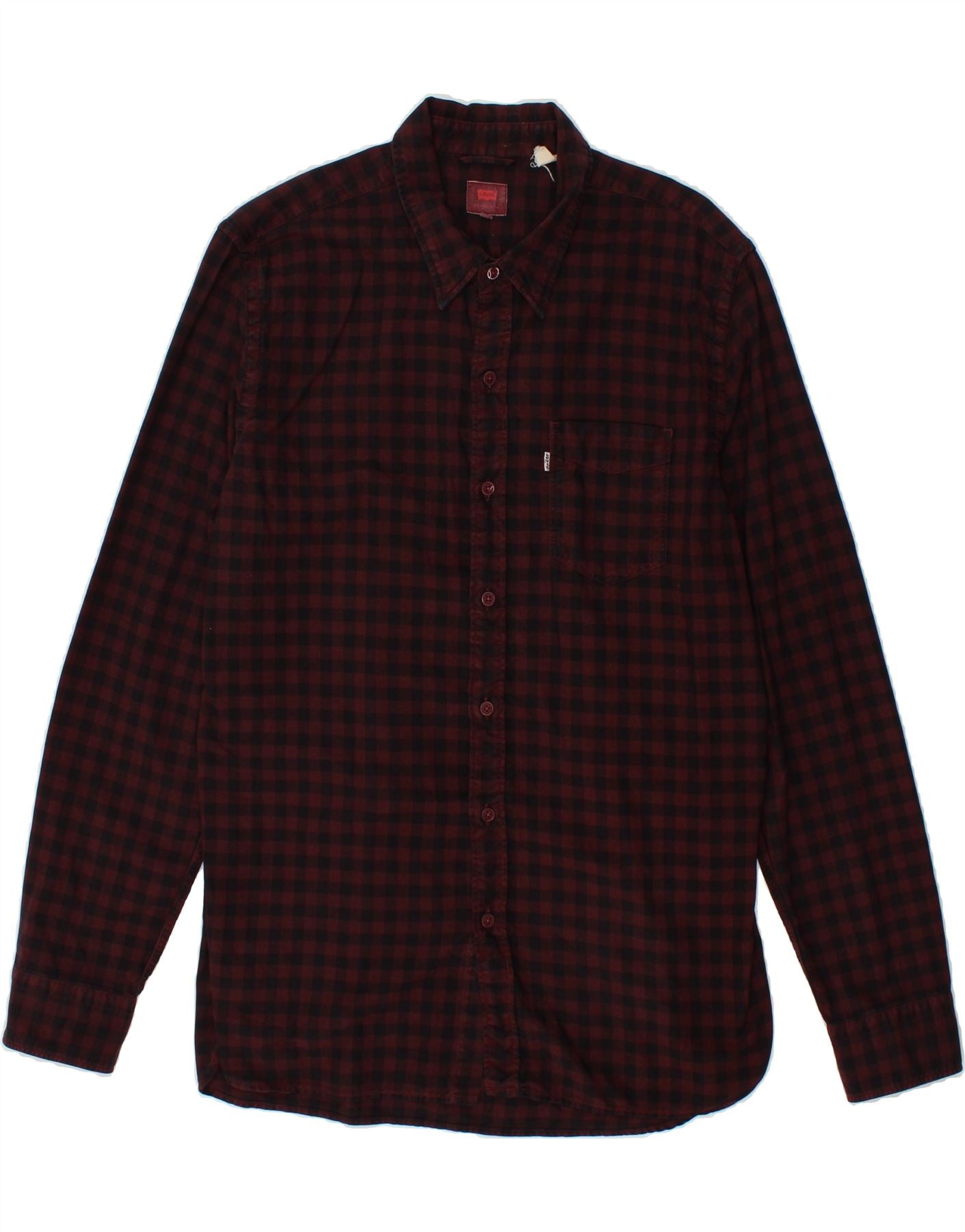 image of LEVI'S Mens Shirt Large Burgundy Gingham Cotton