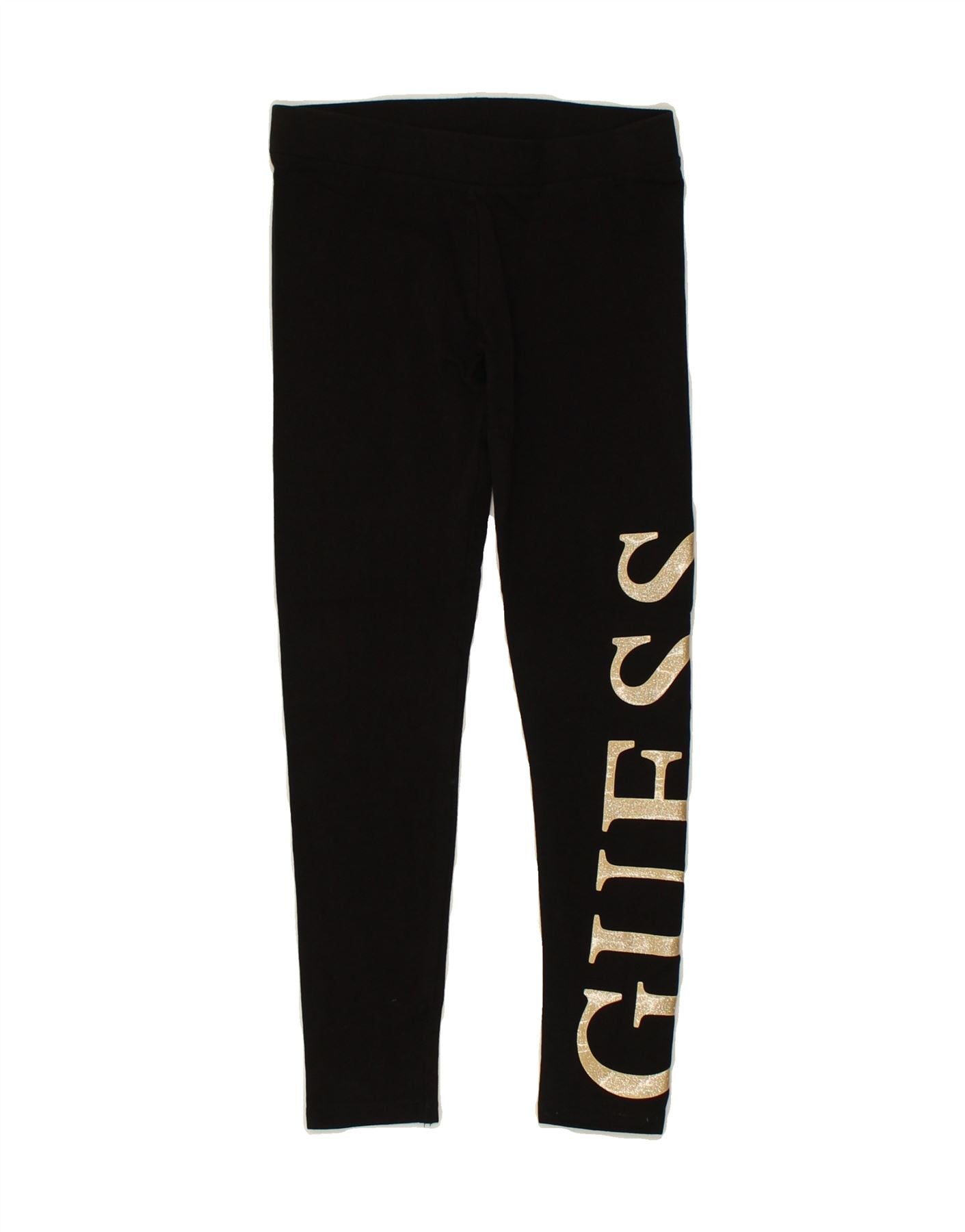 image of GUESS Girls Graphic Leggings 7-8 Years Black Cotton