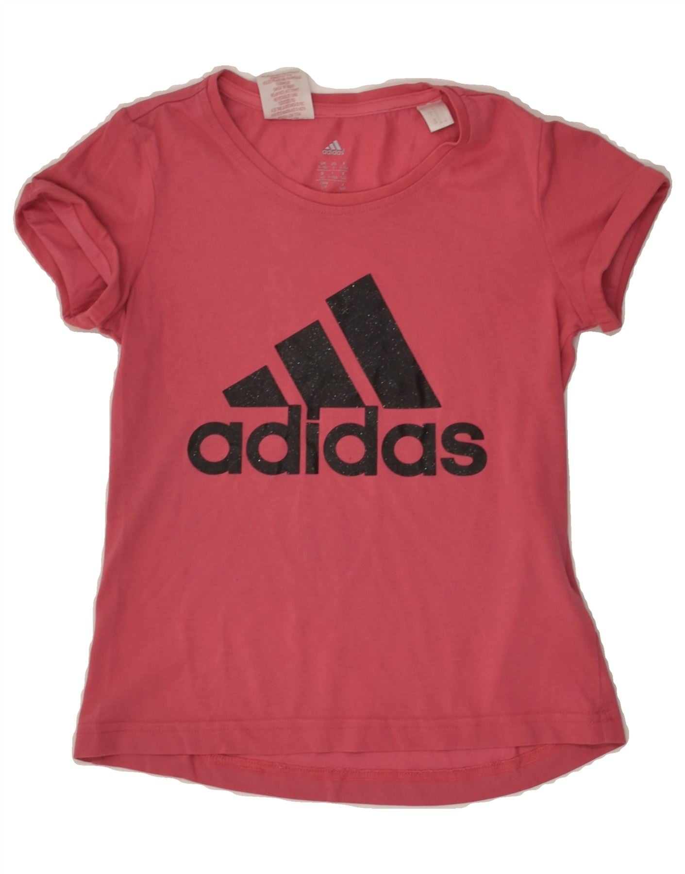 image of ADIDAS Girls Climalite Graphic T-Shirt Top 9-10 Years Pink Cotton