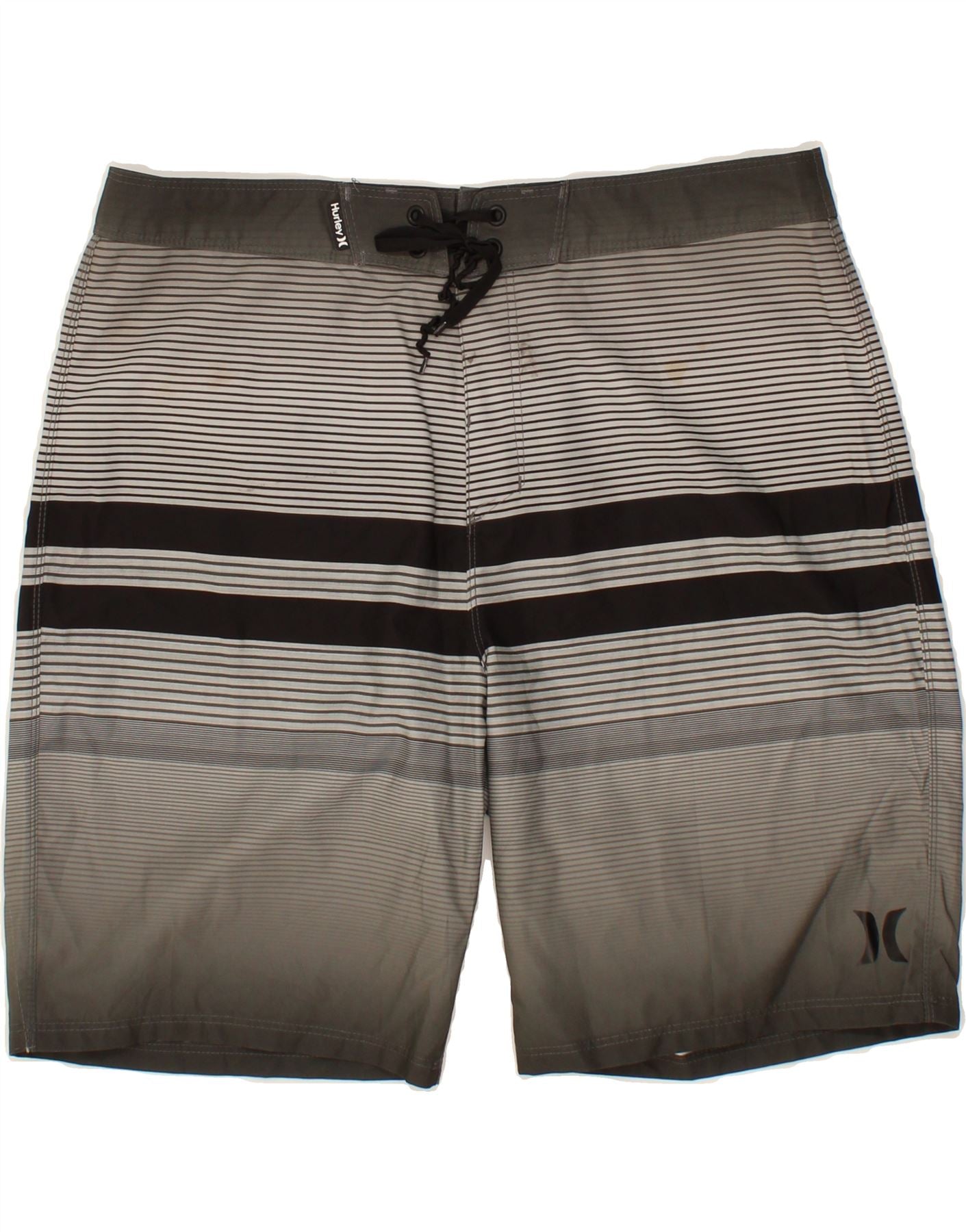 image of HURLEY Mens Swimming Shorts Medium Grey Striped