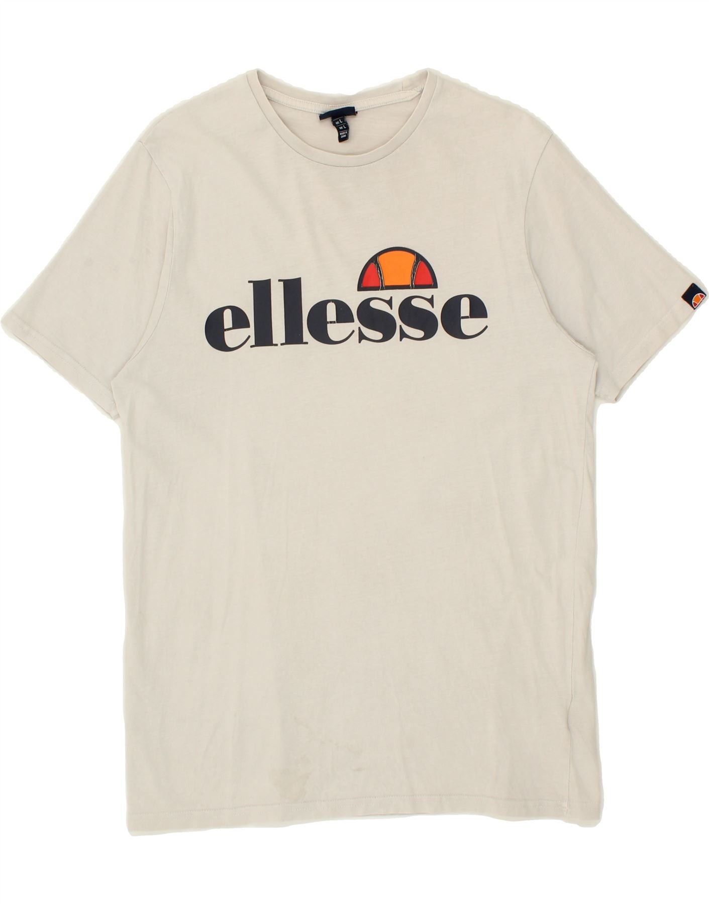 image of ELLESSE Mens Graphic T-Shirt Top Large White Cotton