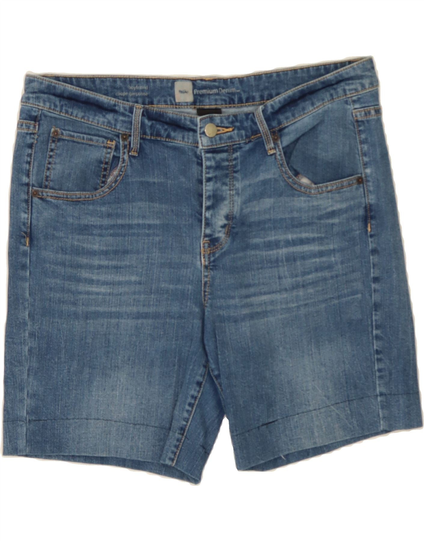 image of MOSSIMO Womens Boyfriend Denim Shorts US 12 Large W34 Blue Cotton