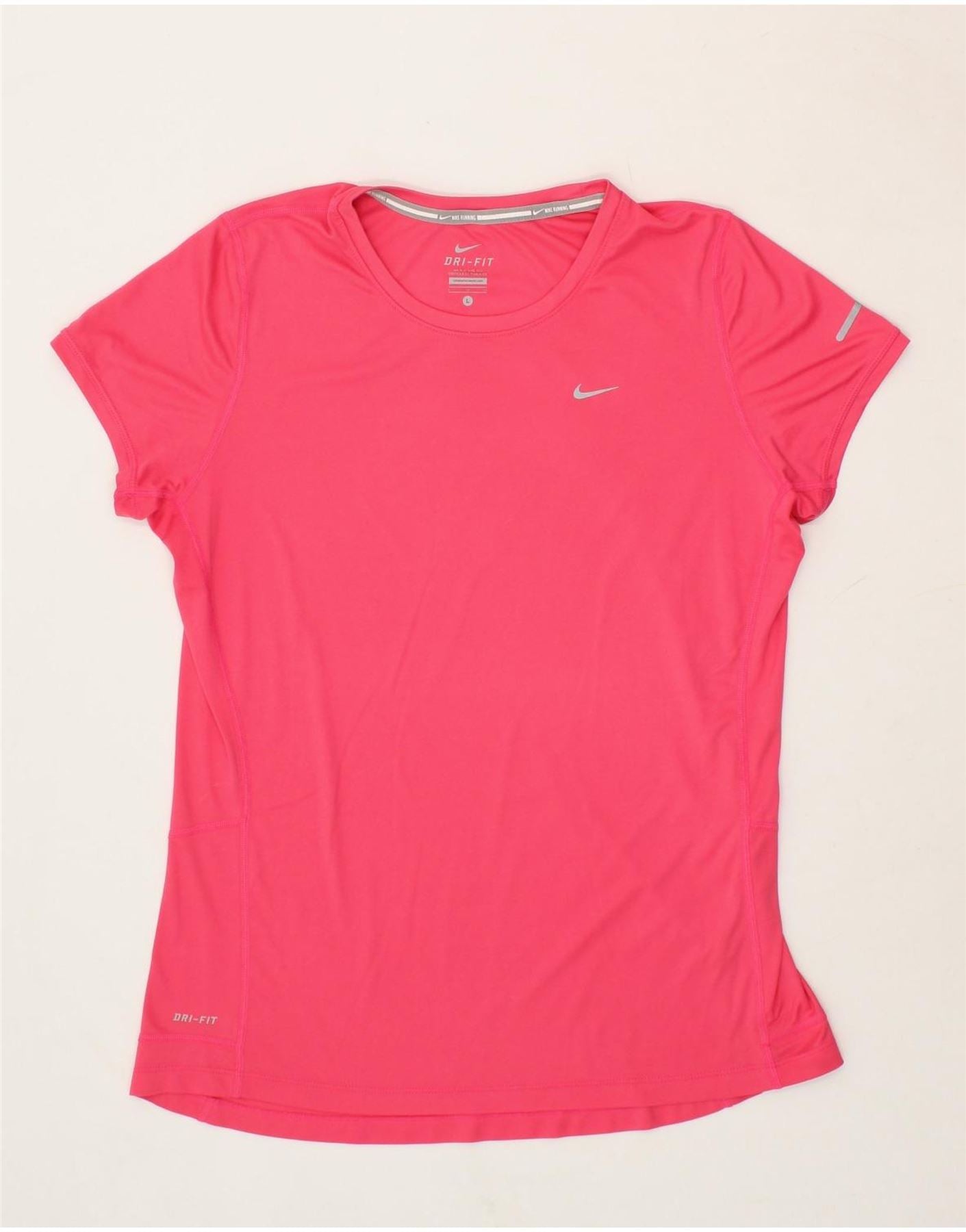 image of NIKE Womens Dri Fit T-Shirt Top UK 14 Large Pink