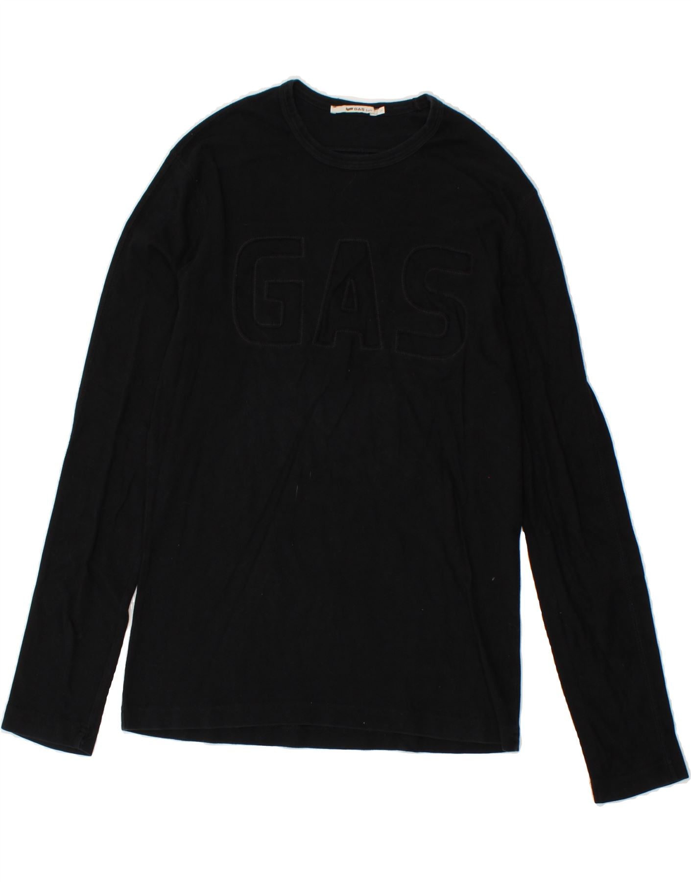 image of GAS Womens Graphic Top Long Sleeve UK 14 Large Black Cotton