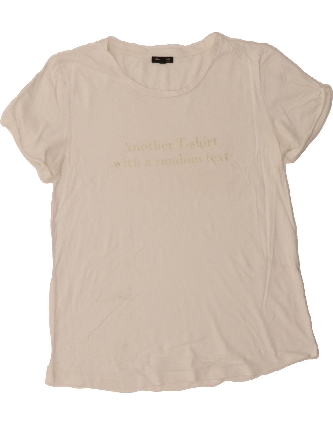 image of MASSIMO DUTTI Womens Graphic T-Shirt Top UK 16 Large Off White