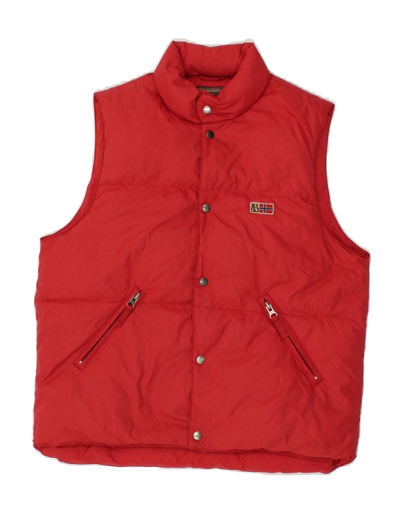 image of NAPAPIJRI Boys Graphic Padded Gilet 9-10 Years Red Polyamide