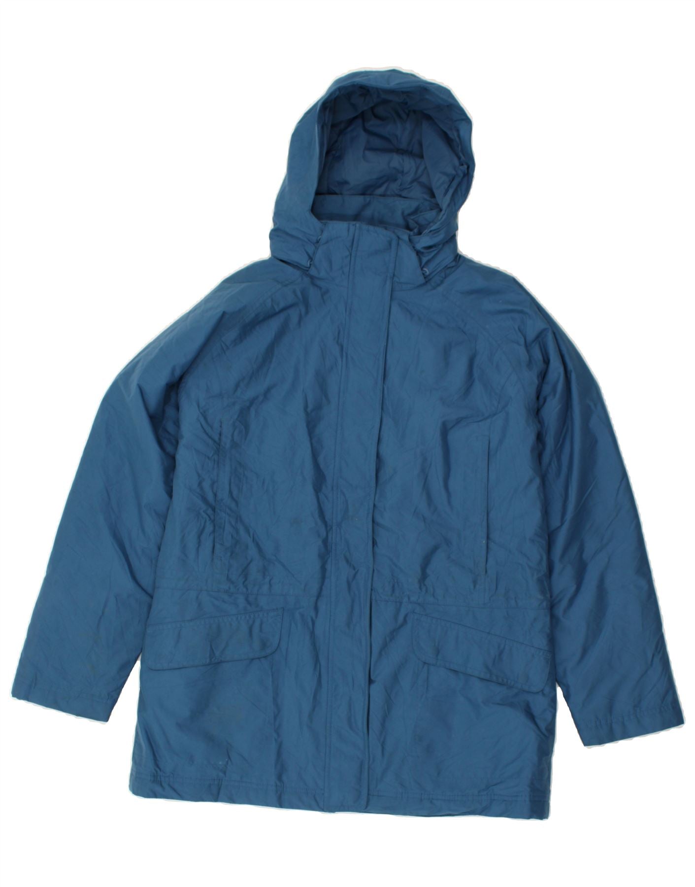 image of L.L.BEAN Womens Hooded Padded Jacket UK 14 Medium Navy Blue Polyester