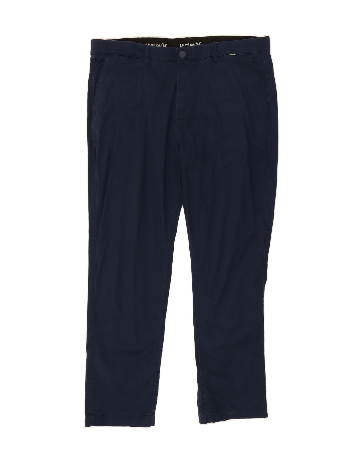image of HURLEY Mens Slim Chino Trousers  W38 L31 Navy Blue Cotton