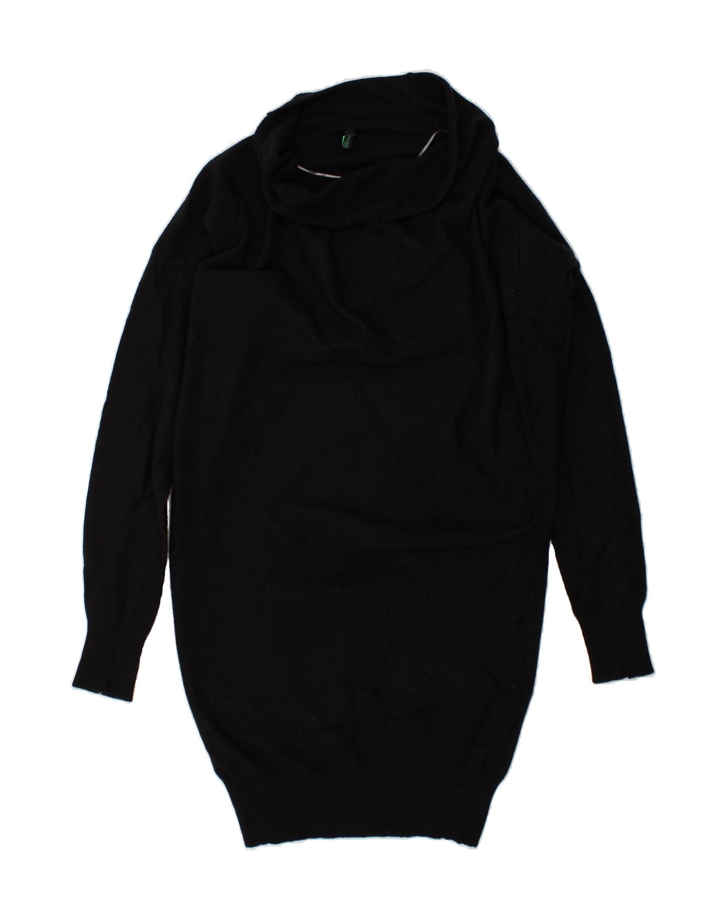 image of BENETTON Womens Roll Neck Jumper Dress UK 14 Medium Black