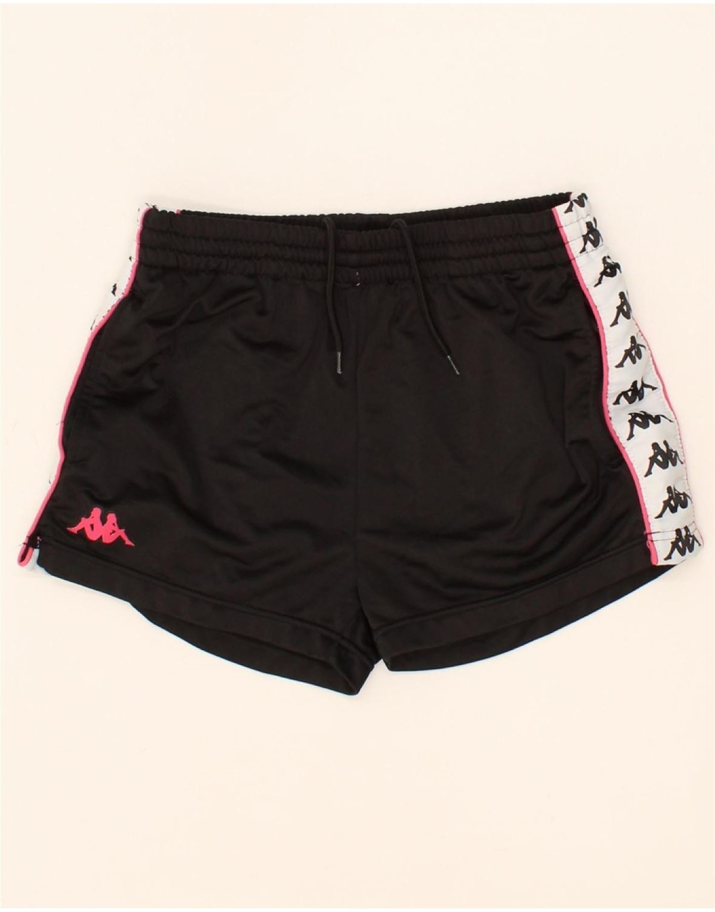 image of KAPPA Girls Graphic Sport Shorts 15-16 Years  Black Colourblock