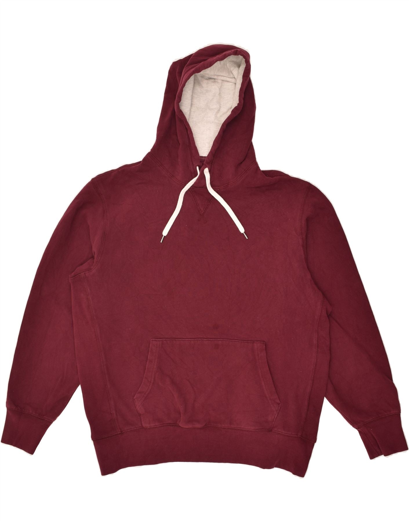 image of AMERICAN EAGLE Mens Hoodie Jumper Large Burgundy Cotton