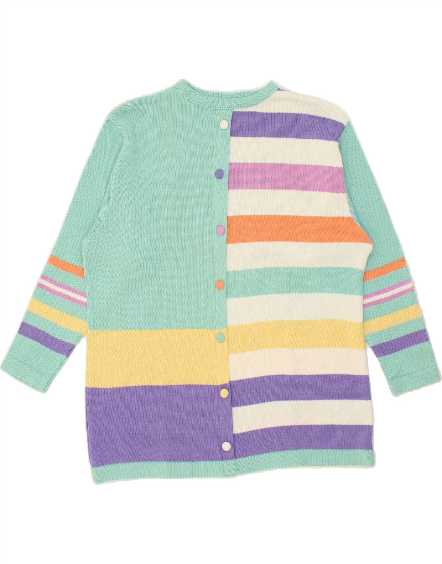 Image of VINTAGE Womens Boat Neck Jumper Sweater UK 18 XL Multicoloured Striped